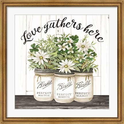 Framed White Jars - Love Gathers Here Print