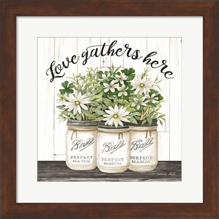 Framed White Jars - Love Gathers Here Print