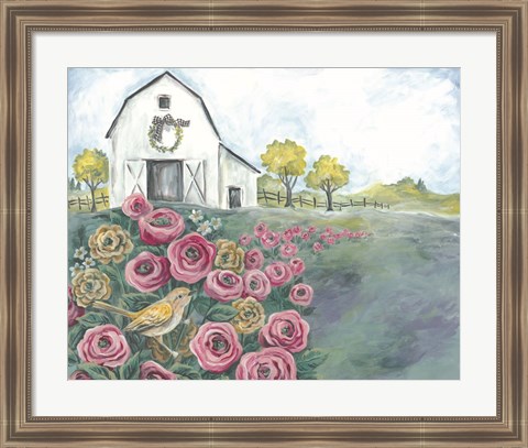 Framed Pink Flower Field Print