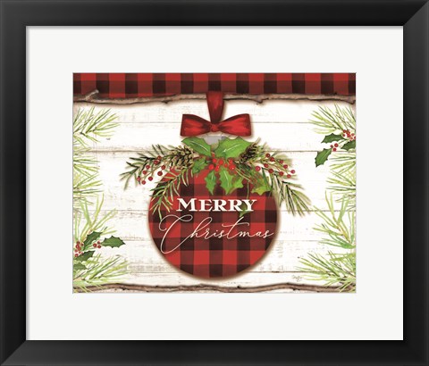 Framed Merry Christmas Ornament Print