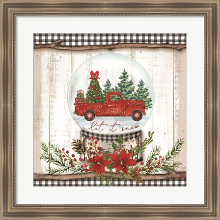 Framed Let it Snow Red Truck Print