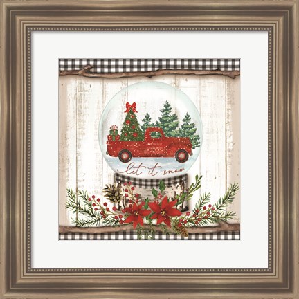 Framed Let it Snow Red Truck Print