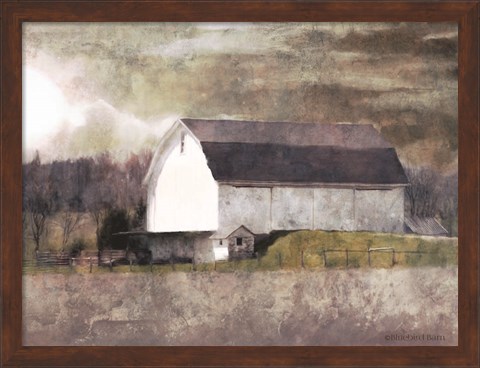 Framed Rustic White Barn Scene I Print