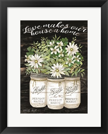 Framed White Jars - Love Makes Our House a Home Print