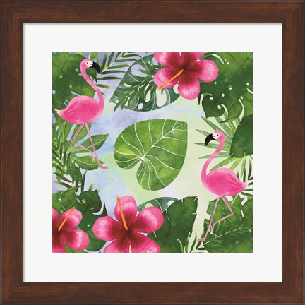 Framed Tropical Life Flamingo I Print