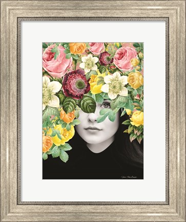 Framed Girl and the Flowers Print