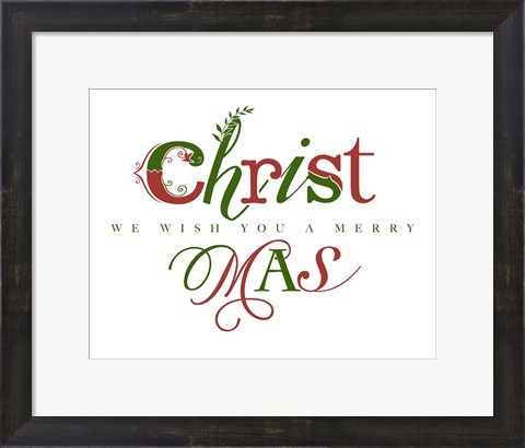 Framed Red and Green Merry Christmas Print