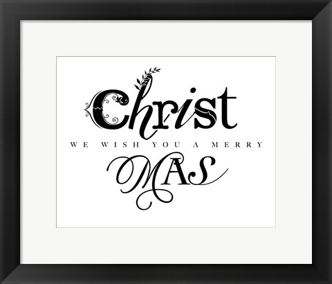 Framed Black and White Merry Christmas Print