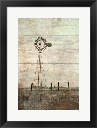 Framed Windmill on a Hill Print