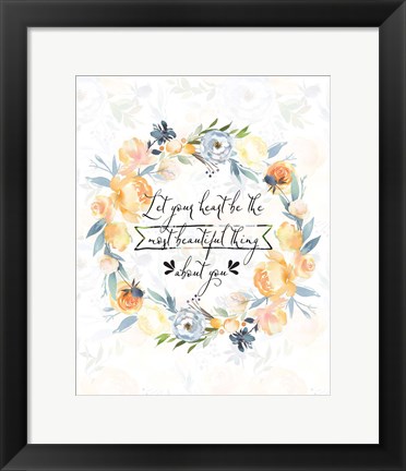 Framed Let Your Heart Floral Wreath Print