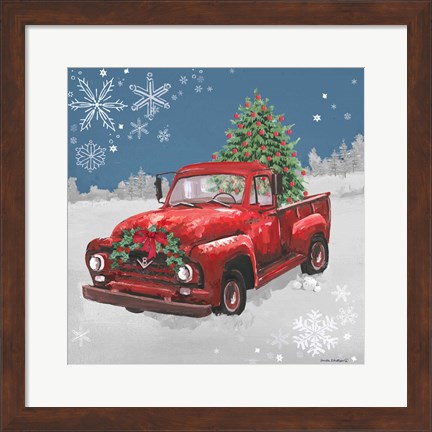 Framed Red Truck on Blue Print