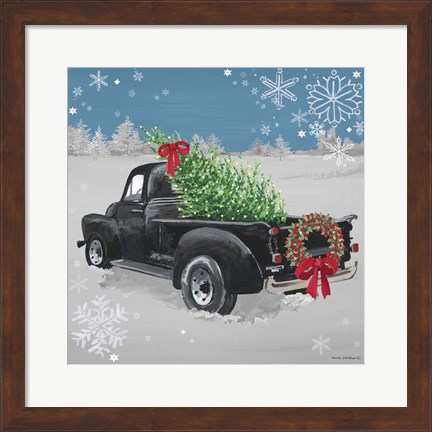 Framed Black Truck on Blue Print