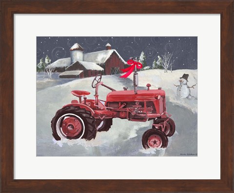 Framed Old Tractor and Barn Print