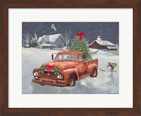 Framed Old Truck and House Print