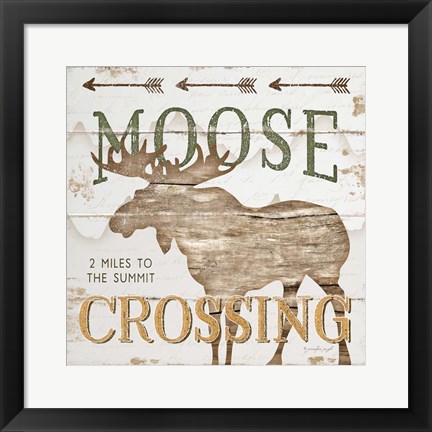 Framed Moose Crossing Print