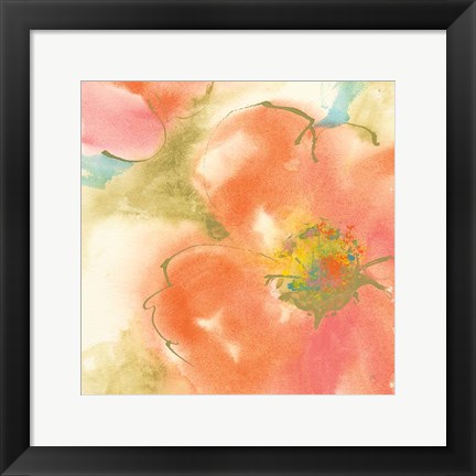 Framed Coral Poppy I Print