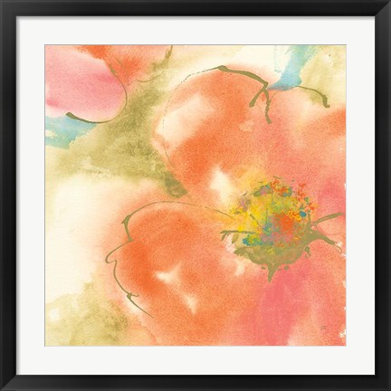 Framed Coral Poppy I Print