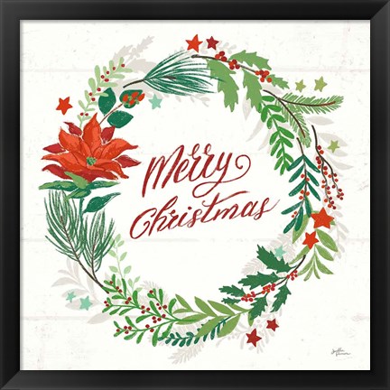 Framed Holiday Joy I Merry Christmas Print