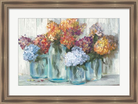 Framed Fall Hydrangeas in Glass Jar Crop Print