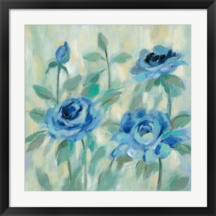 Framed Brushy Blue Flowers II Print