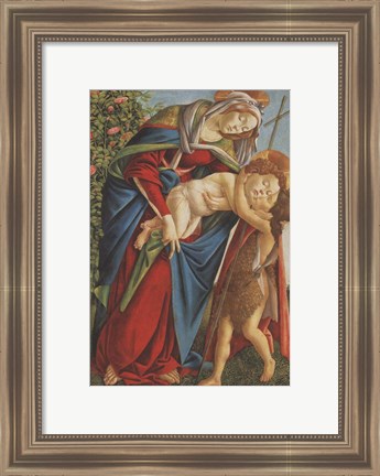 Framed Madonna with Child Embracing the Young St John Print