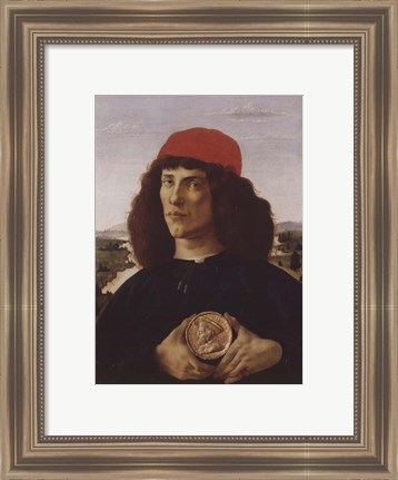 Framed Portrait of a Man with a Medal of Cosimo the Elder Print