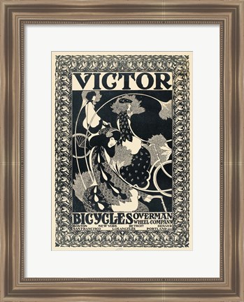 Framed Victor Bicycles (vertical, monochrome) Print