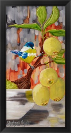 Framed Chickadee with Bonsai Print