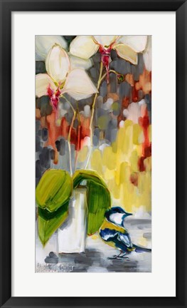 Framed Chickadee with Orchid Print