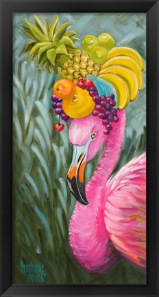 Framed Flamingo with Fruit Baskets Print