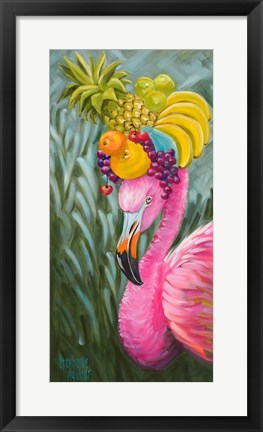 Framed Flamingo with Fruit Baskets Print