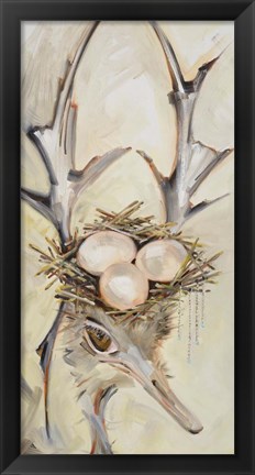 Framed Ostrich with Antlers Print