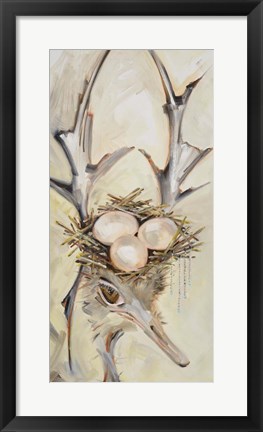 Framed Ostrich with Antlers Print