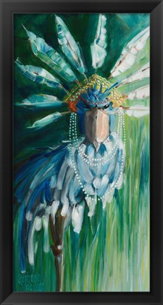 Framed Stork with Feathered Crown Print