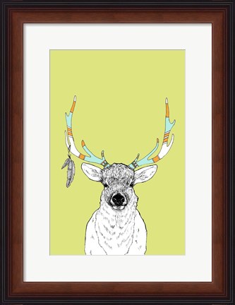 Framed Elk &amp; Feathers Print