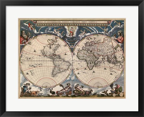 Framed Nova et Accuratissima Totius Terrarum Orbis Tabula Print