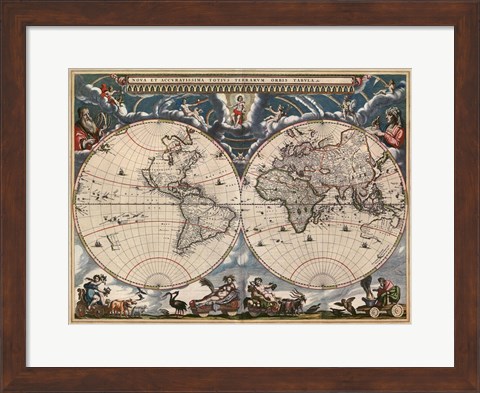 Framed Nova et Accuratissima Totius Terrarum Orbis Tabula Print