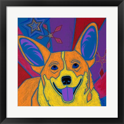 Framed Joyful Corgi Print