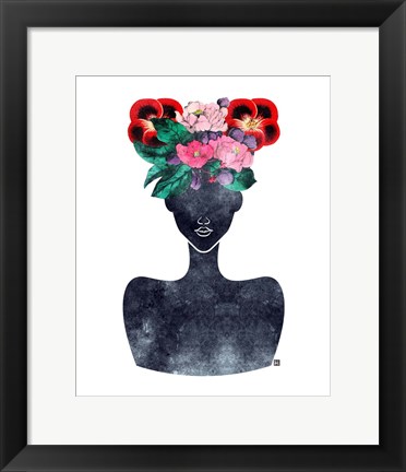 Framed Flower Crown Silhouette II Print