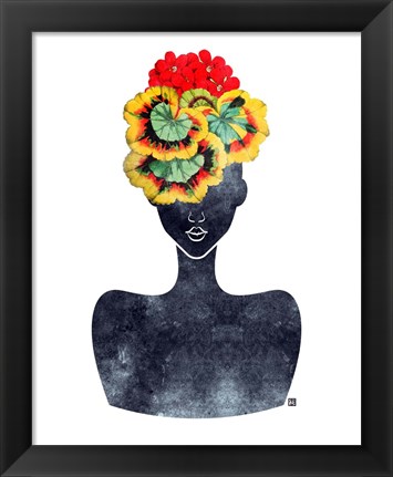 Framed Flower Crown Silhouette IV Print