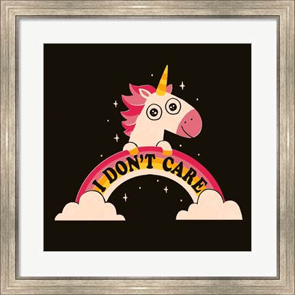 Framed Unicorn Don&#39;t Care Print