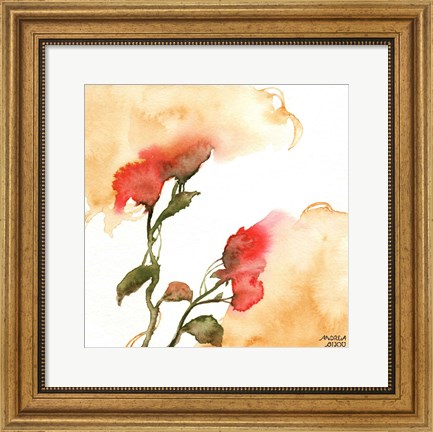 Framed Watercolor Floral Yellow and Red II Print