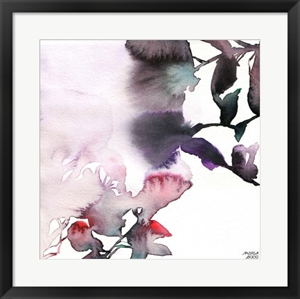 Framed Watercolor Floral Pink Purple Trio I Print