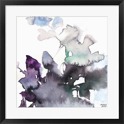 Framed Watercolor Floral Pink Purple Trio III Print