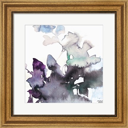 Framed Watercolor Floral Pink Purple Trio III Print