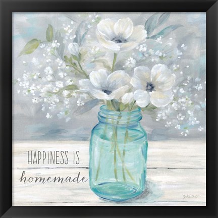 Framed Vintage Jar Bouquet Sentiment I Print