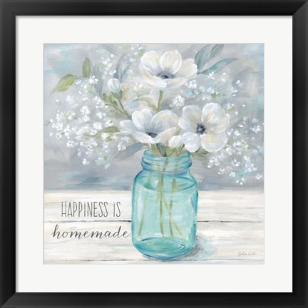 Framed Vintage Jar Bouquet Sentiment I Print