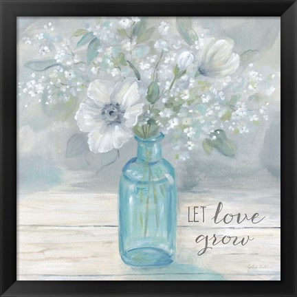 Framed Vintage Jar Bouquet Sentiment II Print