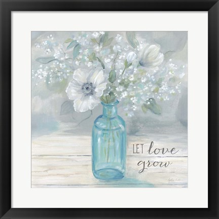 Framed Vintage Jar Bouquet Sentiment II Print