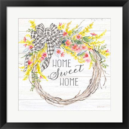 Framed Spring Gingham Wreath Home Print